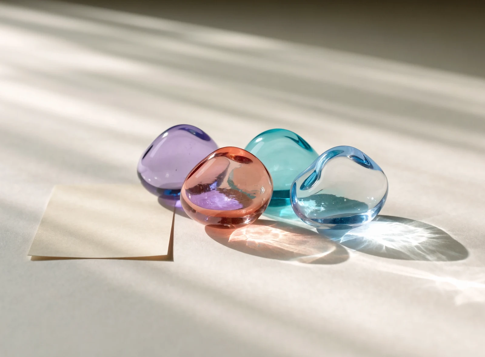 Illustration of colourful glass pebbles in sunlight