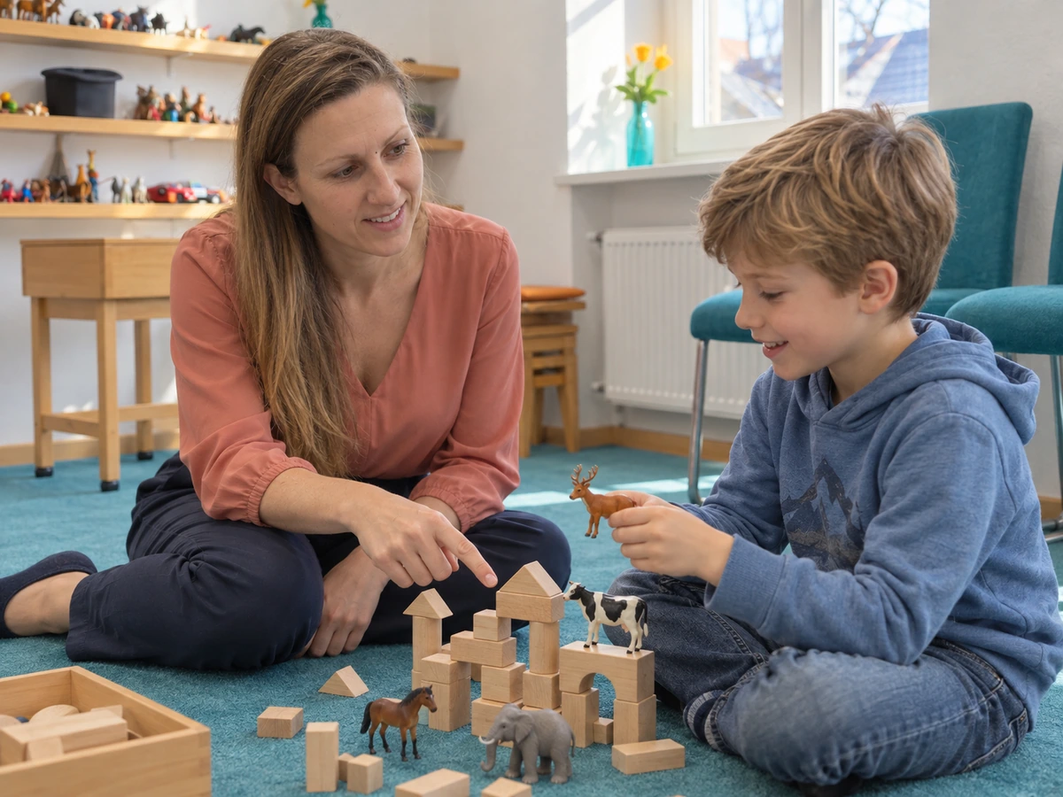Illustration d’IA : Annika Gubisch échange avec un enfant fictif.